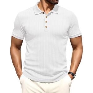 Aimeilgot Mens Polo Shirts Short Sleeve Casual Retro Summer T-Shirts Soft Knitted Classic Polo Tees (Gray, XXL)