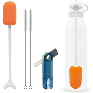 4 Pack Water Bottle Brush Cleaner Set for Owala Twist, Free-Standing Cleaner for Stanley All Day Slim, 2 Straw Brushes, 3-in-1 Lid Cleaning Brush for Spout Crevices