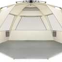 Easthills Outdoors Instant Shader Deluxe XL Beach Tent Easy Up 99" Wide for 4-6 Person Sun Shelter - Extended Zippered Porch Included Beige
