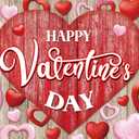 INRUI Happy Valentine's Day Photography Backdrop Rustic Wood Red Love Heart Valentine's Day Theme Bridal Baby Shower Party Decorations Banner (7x5FT)