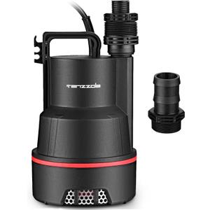 Tenzzola Sump Pump Submersible Utility Water Pump Thermoplastic Portable Electric Water Removal Transfer Pump with 16.4FT Cord for Swimming Pool Basement Garden Pond Tubs Draining, 1/4 HP