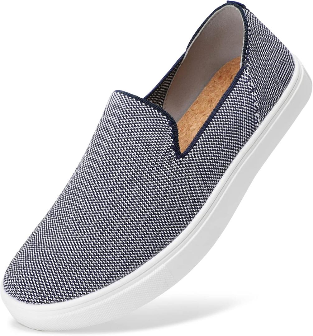 STQ Slip on Shoes for Women Breathable Fashion Sneakers Comfortable Knit Casual Shoes (Blue)