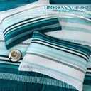 Dobuyly Teal Comforter Full Size Set 7 Pieces, Blue Boho Striped Bed in a Bag Full Size Soft Microfiber All Season Bedding Set with Comforter, Sheets, Pillowcases & Shams