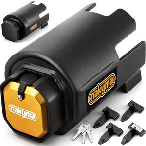 Heavy Duty Trailer Hitch Lock for 2-5/16", 2", 1-7/8" Couplers, Snap-On Trailer Coupler Lock with Brass Lock Core, Anti-Theft Trailer Tongue Lock with Waterproof Silicone Cover for RV, Trailer, Boat