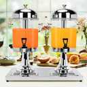Beverage Dispenser, 4.4 Gallon/16-L Stainless Steel Drink Dispenser, Commercial Beverage Dispenser Cold Drink Dispenser with Centre Ice Core and Stand Drip Trays for Parties Banquets Picnic