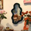 Emerald Green Wavy Wall Mirror Decor for Hallway Entryway, Irregular Cloud-Shaped Small Decorative Mirrors for Home Office Living Room, Modern Hanging Wall Art for Christmas Wedding Gift