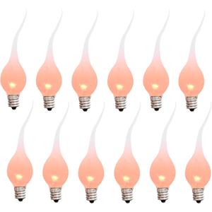 12 Pack Valentines Silicone Dipped Candle Light Bulbs, 1 Watts Valentine's Day Decoration Replacement Bulbs for Night Lights, Electric Window Candles, Chandelier, C7/E12 Candelabra Base, 120V