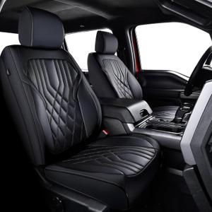 Ram Seat Covers, for 2011-2026 Dodge Ram 1500 2500 3500 Classic Crew Quab Mega Cab, for Flat Rear Seats Only, Napa Leather Seat Protector (Full Set, Black)