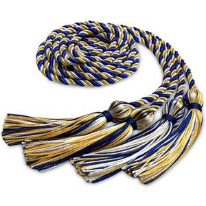 Graduation Double Honor Cord Three-Color (Royal Blue/Gold/White)