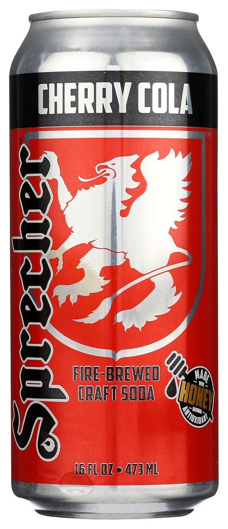 Sprecher Cherry Cola Soda, Kosher, Gluten Free, 16 Fluid Ounce (Pack of 12), Best By: 11/26/2027