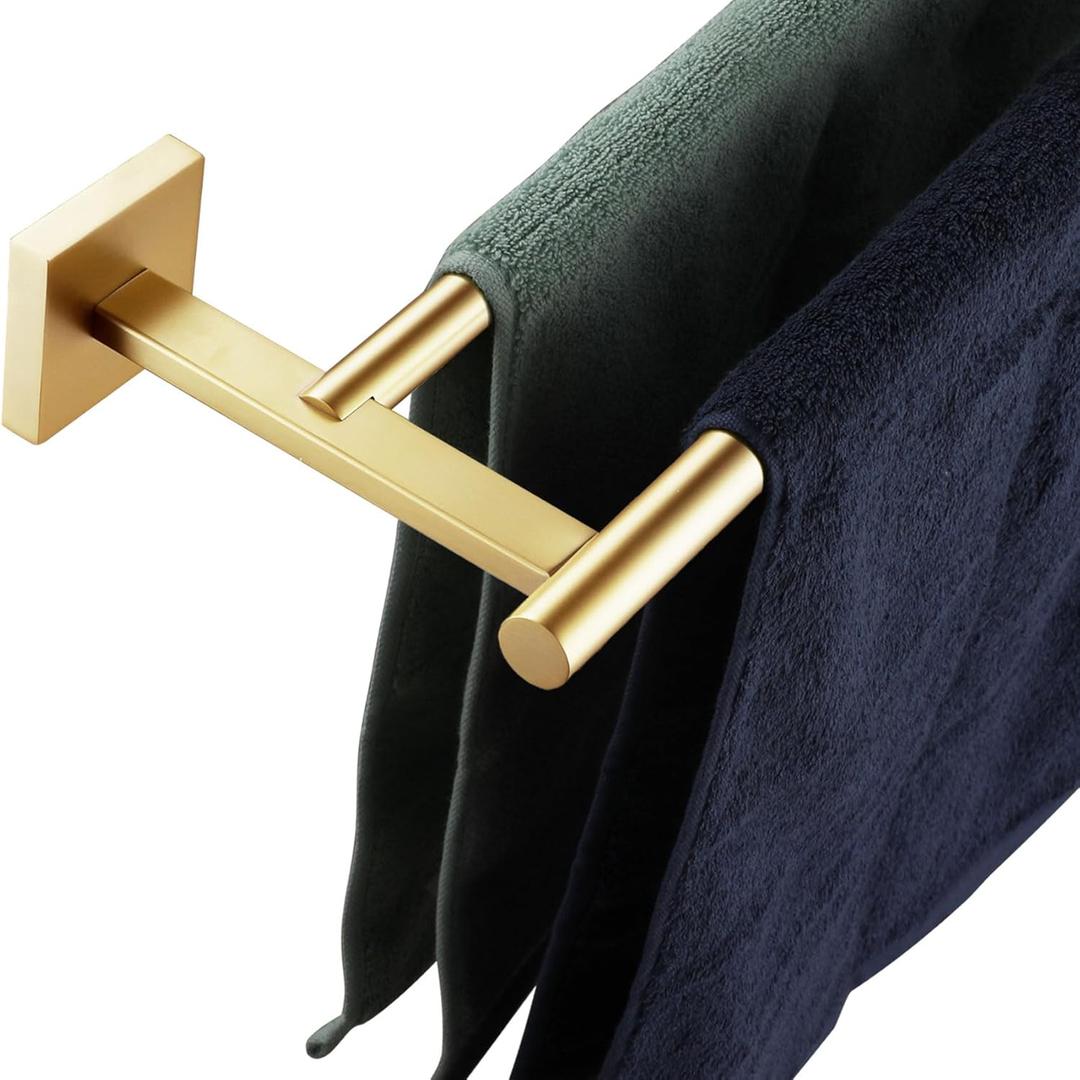 KOKOSIRI Bathroom Towel Bars Double Bath Towel Holders for Toilet Kitchen Cabinet Wall Mount 24 Inch Brushed Gold Stainless Steel B5005BG-L24