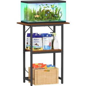 Snughome 10-20 Gallon Fish Tank Stand, Aquarium Stand 2-Tier Storage Shelves, Heavy Duty Terrarium Stand for Home Office Fish Tank Shelf, 24" L x 11.81" W x 30.71" H, Rustic Brown