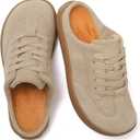 UBFEN Womens Slippers Arch Support 100% Genuine Suede Leather Comfortable Outdoor Indoor Slip On Mules (7.5, A Light Brown)