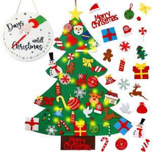 Advent Calendar 2025, Felt Christmas Tree for Kids Advent Calendar Countdown with 40 pcs DIY Xmas Tree Detachable Ornaments and String for Xmas Decorations Gift for Toddlers