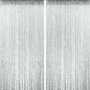 2 Pieces Silver Glitter String Curtains, 39x79 Inch Doorway Beads Curtains, String Curtain for Doorway, Room, Closet Partition, Windows Wedding Party Boho Tassel Home Decoration