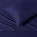 Amazon Basics Organic Cotton Sheet Set with 1-Piece Pillowcase, Navy Blue, Twin