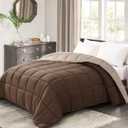 Homelike Moment Comforters Queen Size - Brown Duvet Insert Down Alternative Bed Queen Comforter, Lightweight Bedding Comforters Full Size Quilted Soft All Season Reversible Chocolate Brown/Beige