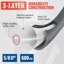 YAMATIC Heavy Duty Garden Hose 5/8 in x 100 ft with Swivel Handle, Super Flexible Water Hose, All-weather, Kink Resistant, Burst 600 PSI, Gray