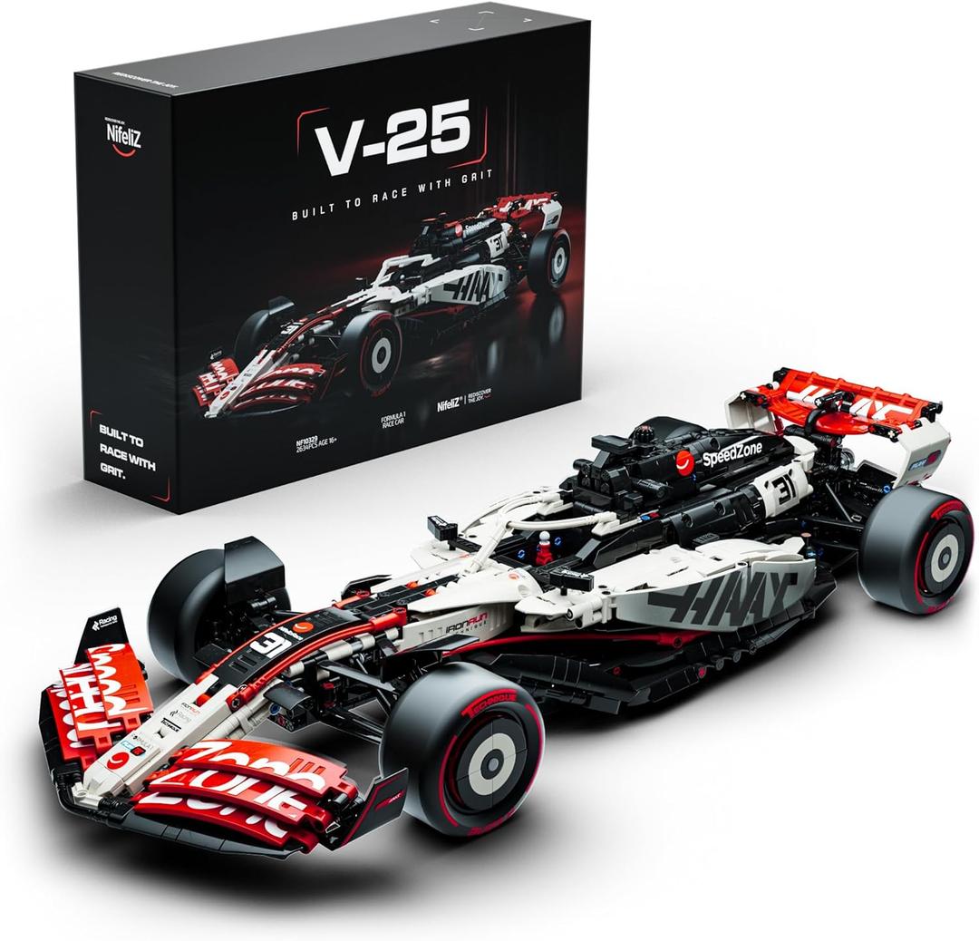 Nifeliz V25 F1 Racing Car Model Set, 1:8 Scale Car Building Set for Adults, Collectible and Display Gift for Racing Fans (2,634 PCS, NF10329)