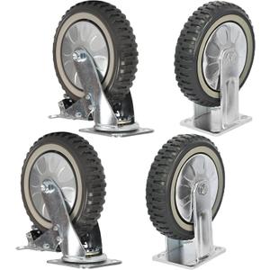 uyoyous 8 Inch Solid Caster Wheels Casters Heavy Duty Anti-Skid Polychloride Rotating Caster Wheels with 360 Degree Bearing Castors Top Plate with Brake 2 Fixed, 1760 lbs Capacity