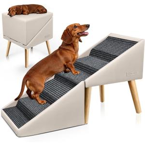 Dog Stairs & Ramp for High Bed & Couch,22.8‘’6-Step Foldable Split Ottoman
Non-Slip Joint Relief Pet Steps for Small/Medium/Large Dogs, Senior/Injured, Converts to Bedside Footstool, Solid Wood Frame