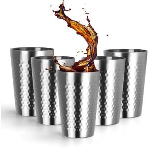 Yummy Sam 12oz Stainless Steel Double Wall Cups, Insulated Drinking Glasses for Hot & Cold Drinks, Metal Cups, Unbreakable Tumblers, for Party, Camping (Silver), 5Pack, 355ml