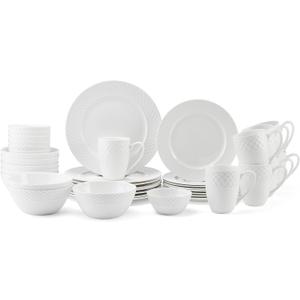Mikasa Trellis Bone China Lightweight Chip Resistant 40 Piece Dinnerware Set, Service for 8
