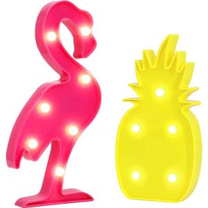 AceList Luau Party Decorations Flamingos Pineapple Lights Tropical Hawaiian Themed Party Supplies Birthday Decor for Wall Table Desk Centerpieces (Flamingos Pineapple)