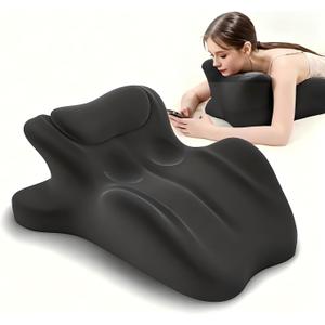 Foam Ergonomic Wedge Pillow, Knee Support Leg Elevation, Reading Pillow for Bed Black