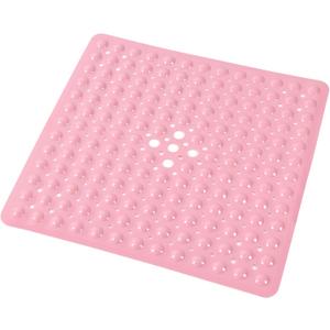 Anti-Slip Bathtub Shower mat, 20.8×20.8（Approximately 53×53cm） inch Soft Oversized Machine Washable Non-Slip Bathtub mat with Drainage Holes, Bathroom Floor Suction Cup.（1-Opaque Pink）