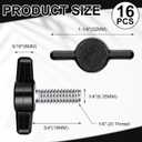 Tandefio 16 Pcs 1/4"-20 x 3/4" Stainless Steel Thumb Screw Thread Thumbscrew Adjustable Tee Wing Screw Black Wing Knob Bolt for Remove Replace Tightening Knob Power Supply (Round)