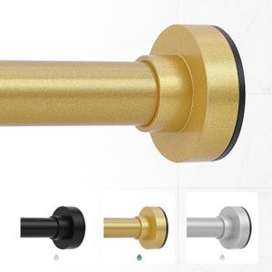 Gold Short Shower Curtain Rod:Adjustable Heavy Duty Tension Shower Rods Set for Bathroom Kitchen Doorway,Brass Gold Iorn Non-Slip Small Spring Shower Tension Rod No Drilling Easy Install (27"-49" (1 PACK))