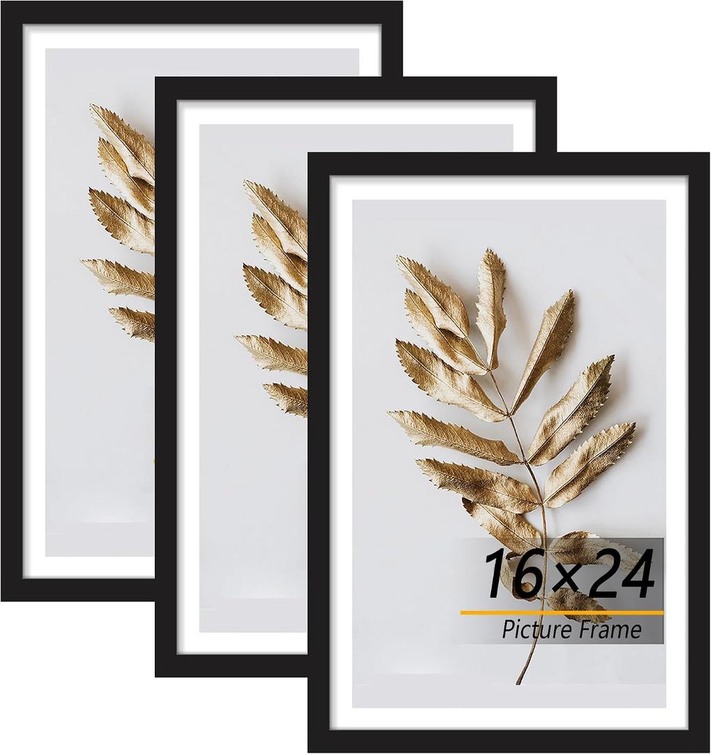 16x24 Picture Frame Black 3 Pcs set can Display on the Wall