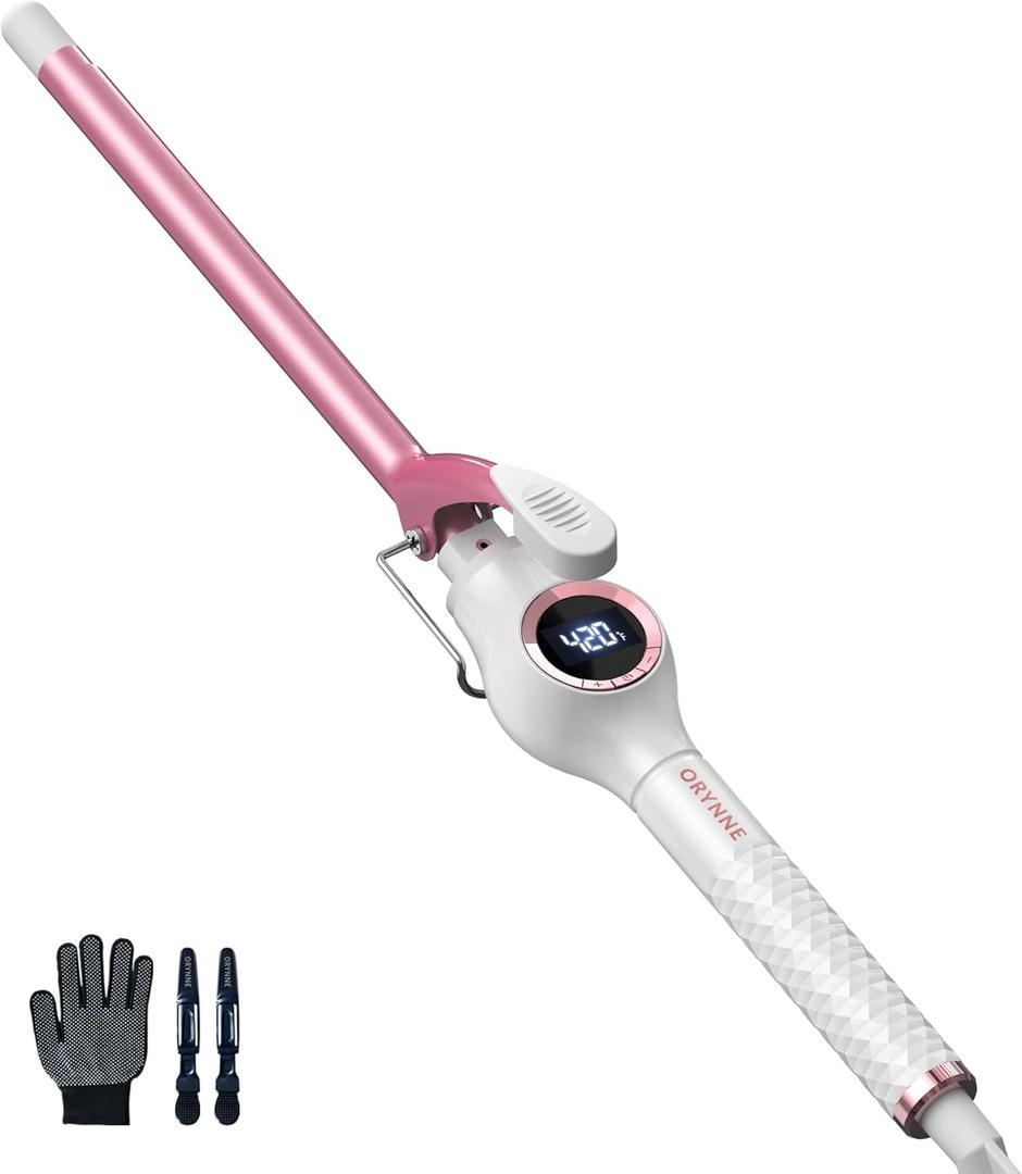 1/2 Inch Curling Iron Wand Ceramic, Small Barrel Curling Iron for Tight Curls, Half Inch Tiny Curling Wand for Short & Long Hair, Heat Up Fast, Digital Temp Control