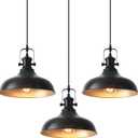Black Pendant Lights Kitchen Island 3 Pack, 11.41" Kitchen Pendant Lighting, Farmhouse Pendant Light, Industrial Pendant Light, Island Lights for Kitchen Dining Room Bedroom