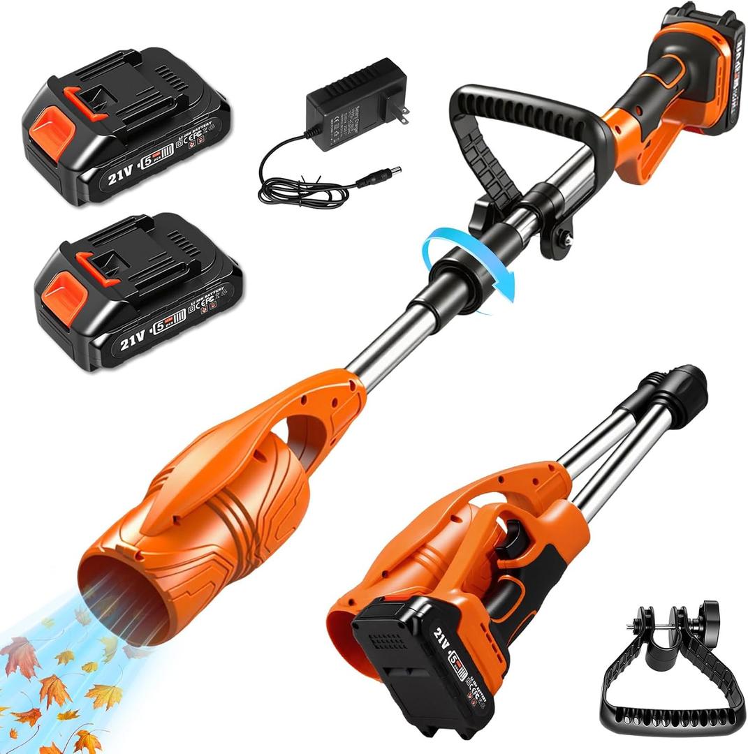 Lightweight Air Broom Leaf Blower Cordless 21V Powerful Electric Leaf Blower with 2 Batteries and Charger Controlled Airflow for Easy Debris Removal at Lawn Care,Clearing Leaves, Lawn, Snow House