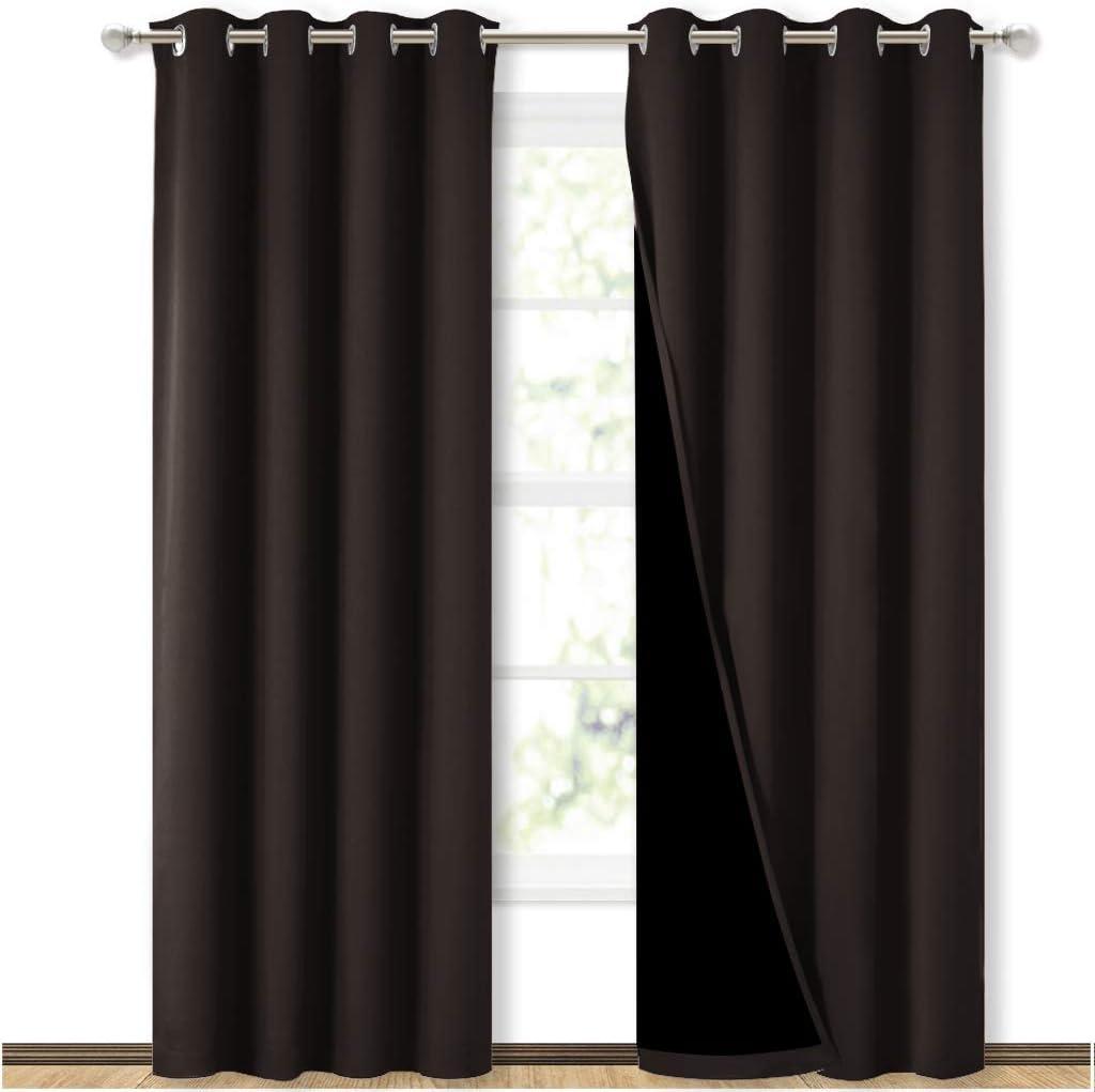 NICETOWN High End Thermal Curtains, Full Blackout Curtains 84 inches Long for Dining Room, Soundproof Window Treatment Drapes for Hall Room, Brown, 52 inches Wide Per Panel, Set of 2 Panels NICETOWN High End Thermal Curtains, Full Blackout Curtains 84 inches Long for Dining Room, Soundproof Window Treatment Drapes for Hall Room, Brown, 52 inches Wide Per Panel, Set of 2 Panels