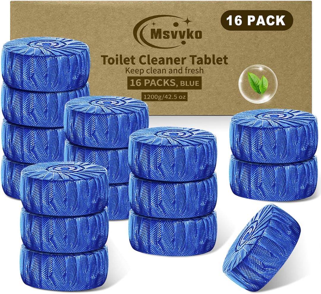Toilet Bowl Cleaners, Upgraded Blue Automatic Toilet Tank Cleaner Tablets for Deodorizing & Descaling, Long-Lasting Against Tough Stains, 43 oz/16 Packs