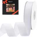 LIUYAXI 1" X 50 Yards Solid White Grosgrain Ribbon, Perfect for Crafts, Wedding Decor, DIY Hair Accessories, Sewing, Gift Package Wrapping and More