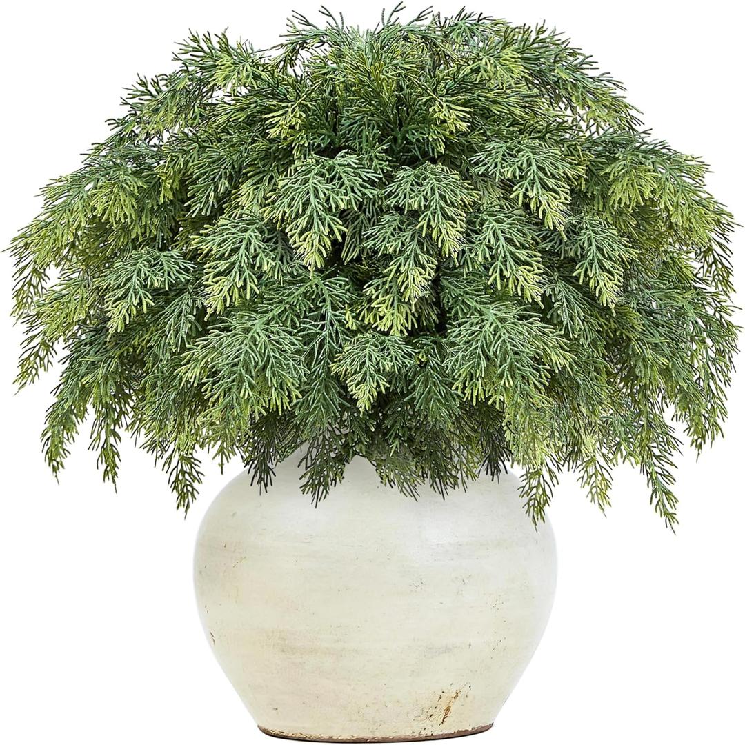 MEUIS Real Touch Cedar Stems - Realistic Artificial Faux Greenery Pine Branches for Vases Fillers and Holiday Home Decor 20 inch Long, 12Pcs