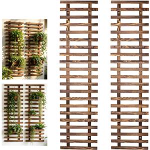 2 Pcs Wall Planter for Indoor Outdoor Plants - Wooden Wall Amounted Plant Holder for Hanging Pots, Vertical Pack Wood Garden Trellis for Climbing Plants Orchid Ivy Vine Rose Patio Home Decor, 47.24"
