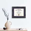 GraduationMall 11x14 Diploma Frame with Purple over Gold Mat or Display 15x18 Certificate without Mat,Solid Wood & Tempered Glass,Glossy Black Finish with Gold Trim