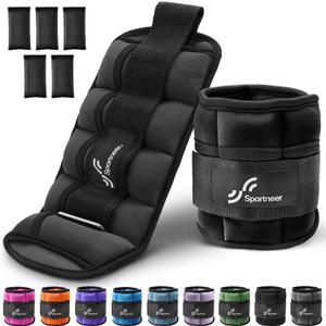 Sportneer Adjustable Ankle Weights for Women and Men 7 lbs/Pair Adjustable Leg Weights with Secure Straps, Strength Training Weighted for Yoga, Walking, Running, Aerobics, Gym, Physical Therapy (Black)