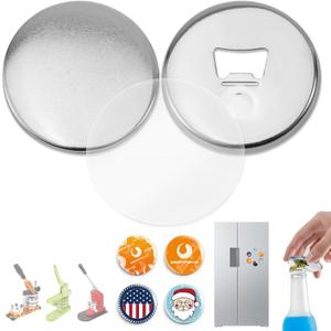 BEAMNOVA 50 Sets of 75mm 2.95 in (Approx. 3 inch) Magnetic Metal Button Parts Supplies Fridge Magnet Bottle-Opener for Button Maker Machine Round Pin Maker, Supplies Only, Machine NOT Included