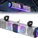 KEMIMOTO Midnight S60 26-inch UTV Sound Bar Waterproof IP66, 65Hz Deep Bass, Metal-Built, Synced Multicolor Lights, UTV Bluetooth Soundbar for UTV ATV Golf Cart Marine Boat fits 1"-2" Roll Bar