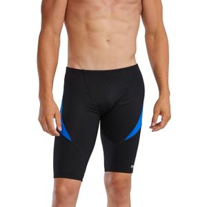 TYR Men's Hexa Curve Splice Jammer Swimsuit (32, Black/Blue)