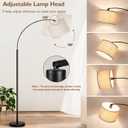 79'' Arc Floor Lamps for Living Room, Modern Standing Lamp with Adjustable Hanging Drum Shade, Black Tall Pole Lamp with Weighted Base & Edison E26 Socket, Corner Light for Reading Bedroom Office