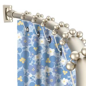 Brushed Nickel Curved Shower Curtain Rod Round Shower Rod Adjustable 33-78 In Stainless Steel Rustproof Bowed Shower Curtain Rods for Bathroom Bathtub Stall Rounded Curved Shower Rod Bar Need to Drill