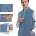 Argstar Men's Fleece Vest with Zipper Pockets, Full-Zip Casual Lightweight Sleeveless Outerwear Gilet Greylish Blue M