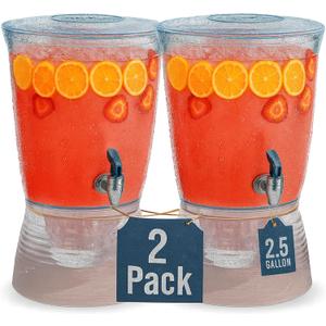 Drink Dispenser for Parties (2.5 Gallon) for Countertop (2 Pack)